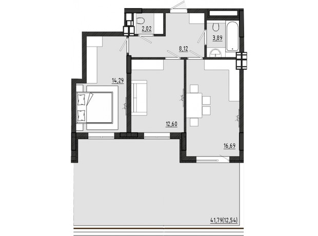 ЖР Сади Рів'єри: планування 2-кімнатної квартири 70.15 м²