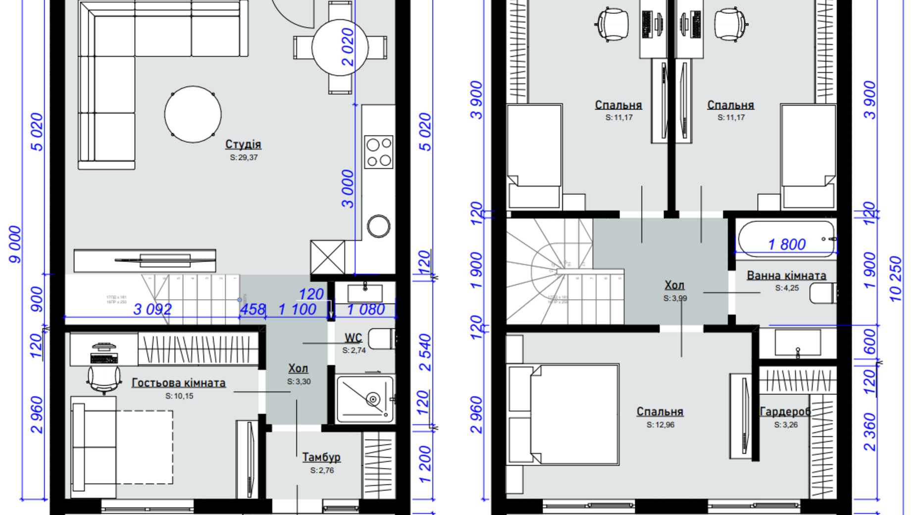 Планировка таунхауса в КГ Garden Village Sofia 95.12 м², фото 682296