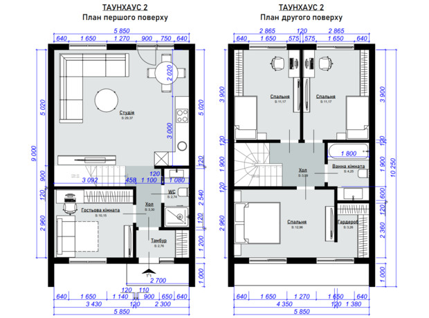 КМ Garden Village Sofia: планування 3-кімнатної квартири 95.12 м²
