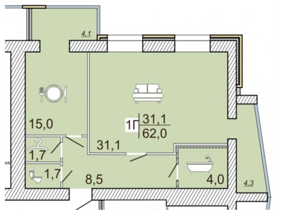 ЖК Семейный Lux планировка 42 ЖК Семейный Lux планировка 42