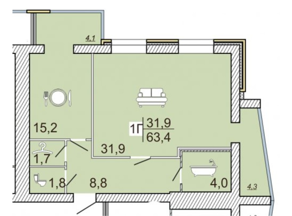 ЖК Семейный Lux планировка 43 ЖК Семейный Lux планировка 43