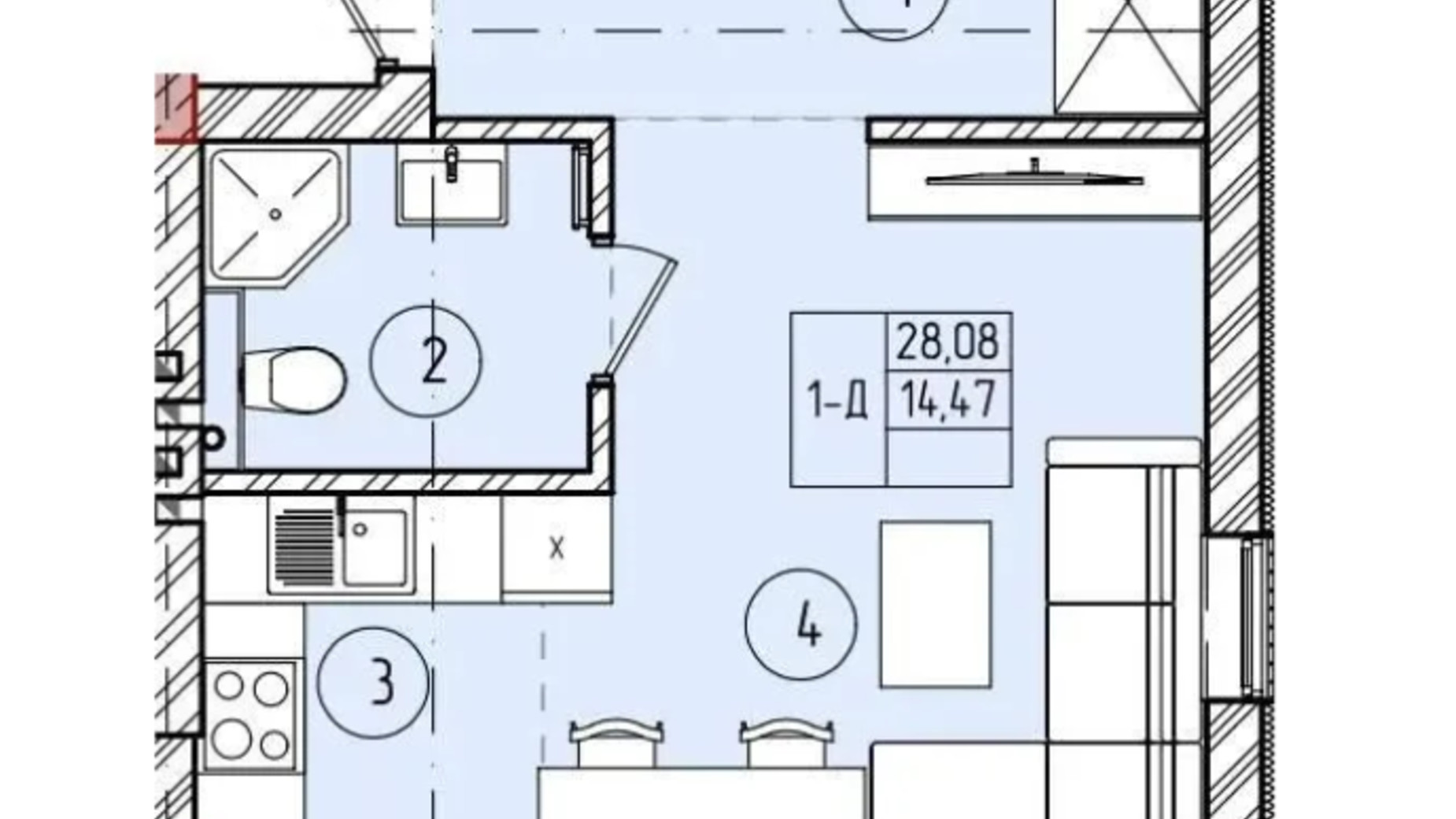 Планування смарт квартири в ЖК Smart Town 28 м², фото 682794