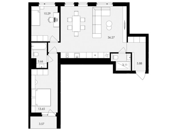 ЖК Avalon Holiday One: планировка 2-комнатной квартиры 75 м²