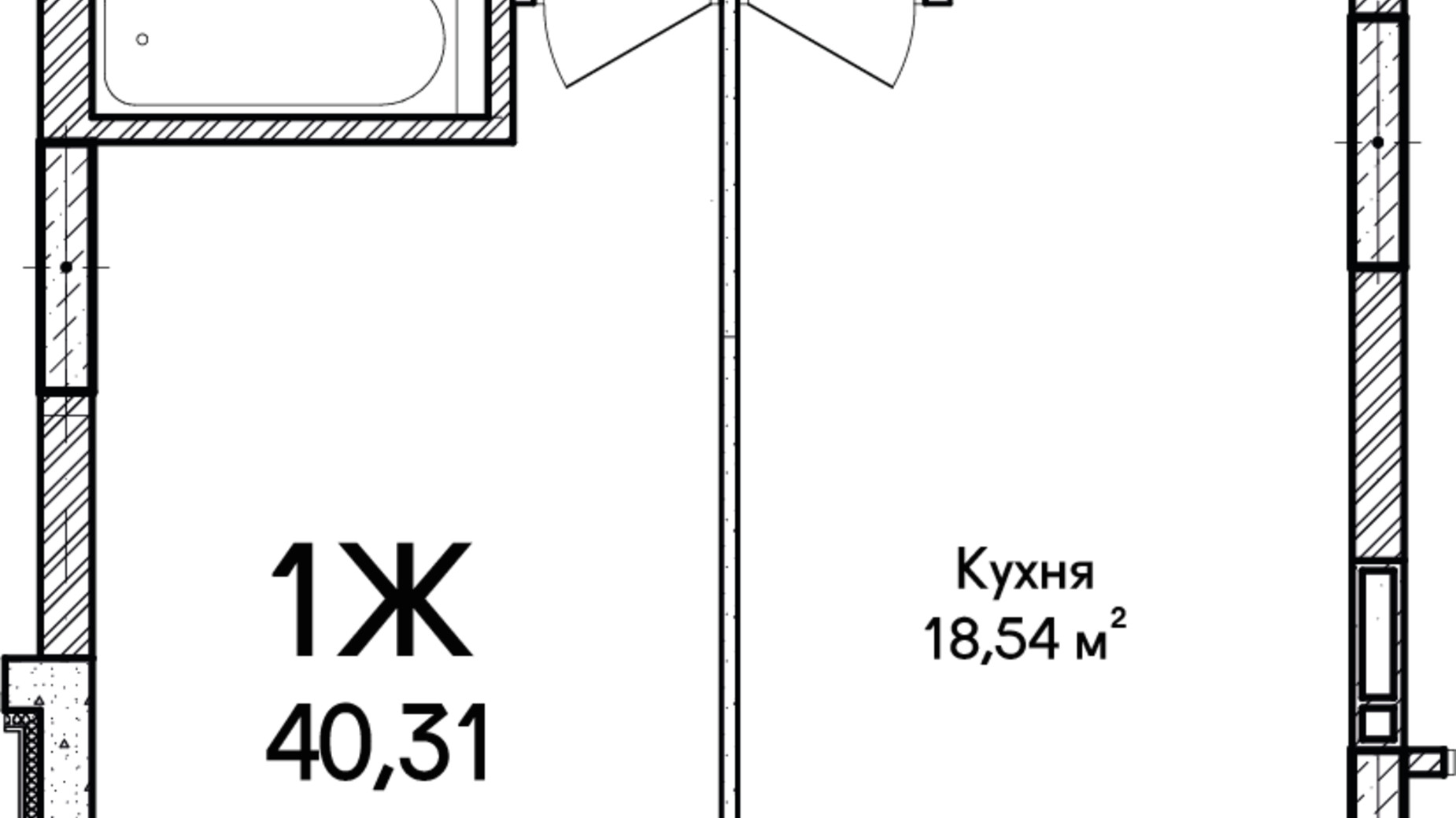 Планировка 1-комнатной квартиры в ЖК Синергия Сити 41 м², фото 683698