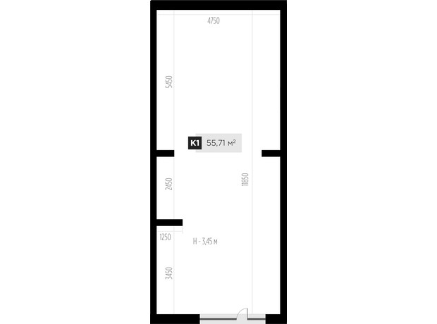 ЖК PERFECT LIFE: планировка помощения 55.71 м²