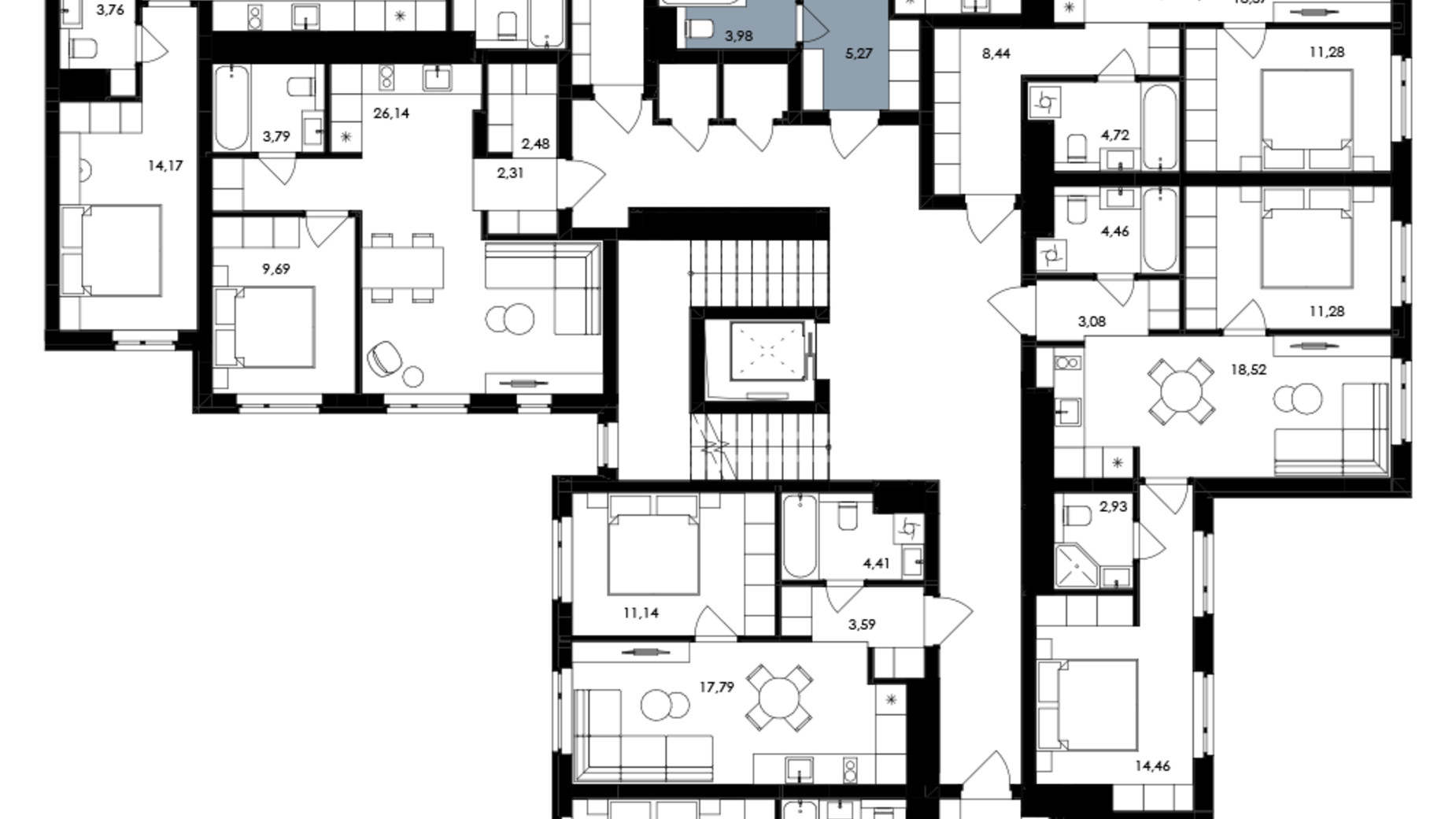 Планировка 2-комнатной квартиры в ЖК Avalon Holiday One 63 м², фото 684525