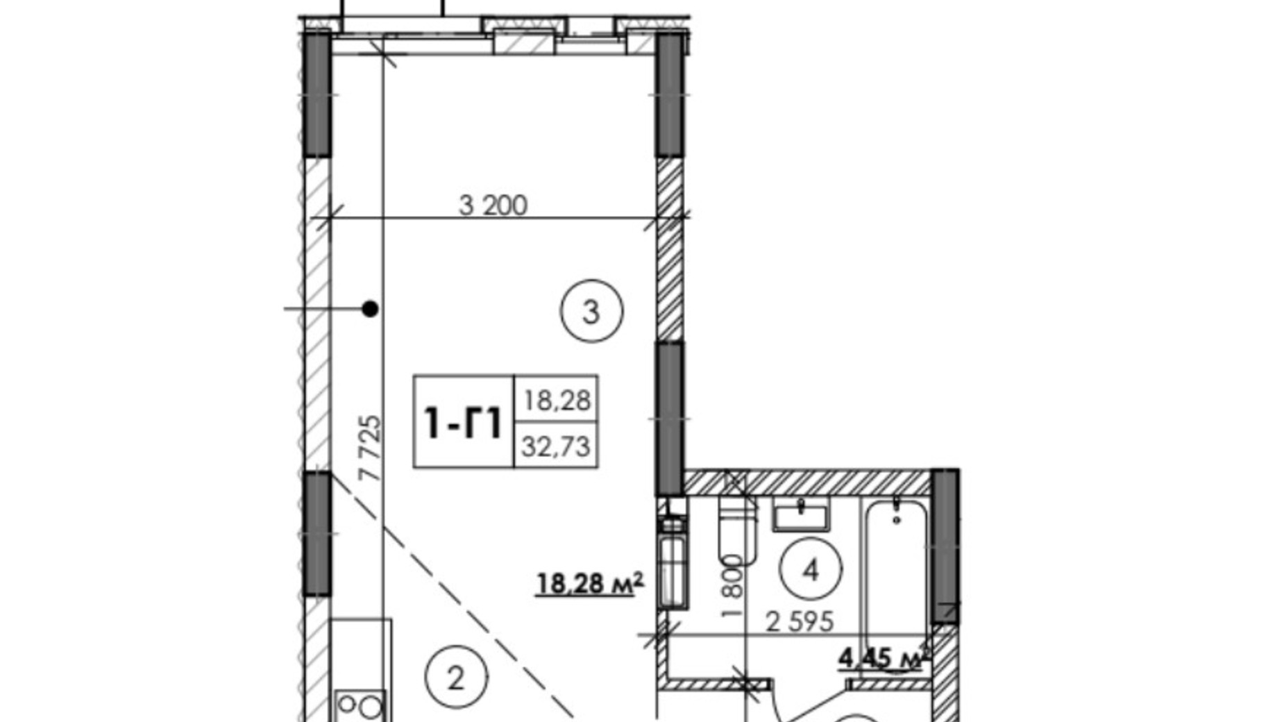 Планування 1-кімнатної квартири в ЖК Star City 32.73 м², фото 685100