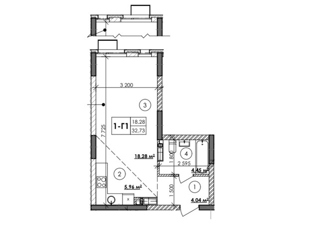 ЖК Star City: планування 1-кімнатної квартири 32.73 м²