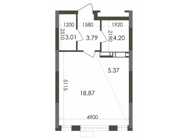 ЖК Star City: планування 1-кімнатної квартири 35.24 м²