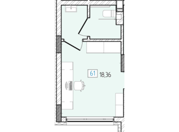 ЖК Перемога: планировка помощения 18.36 м²