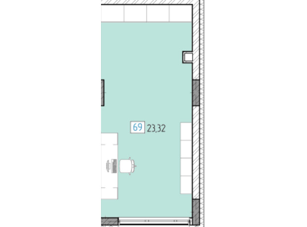 ЖК Перемога: планировка помощения 23.32 м²