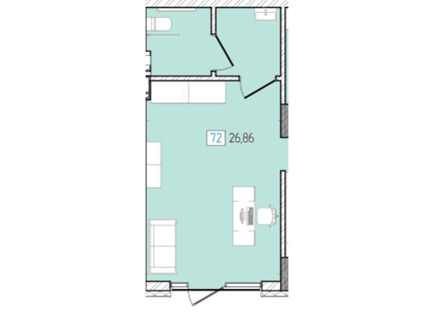 ЖК Перемога: планировка помощения 26.86 м²