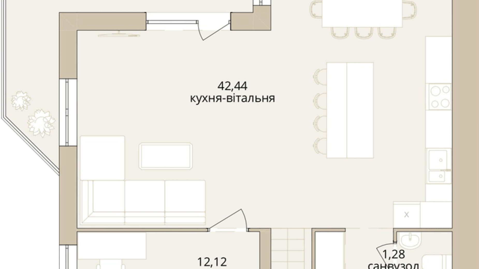 Планировка 4-комнатной квартиры в ЖК Dream Lake 127.37 м², фото 685195