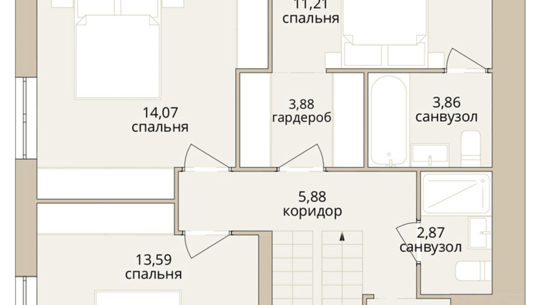Планировка 4-комнатной квартиры в ЖК Dream Lake 127.37 м², фото 685197