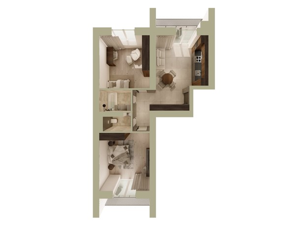 ЖК Парковий: планування 2-кімнатної квартири 71.3 м²