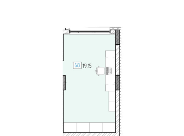 ЖК Перемога: планировка помощения 19.15 м²