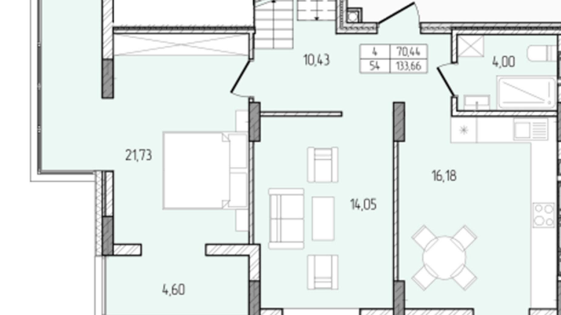 Планування багато­рівневої квартири в ЖК Перемога 133.66 м², фото 685911