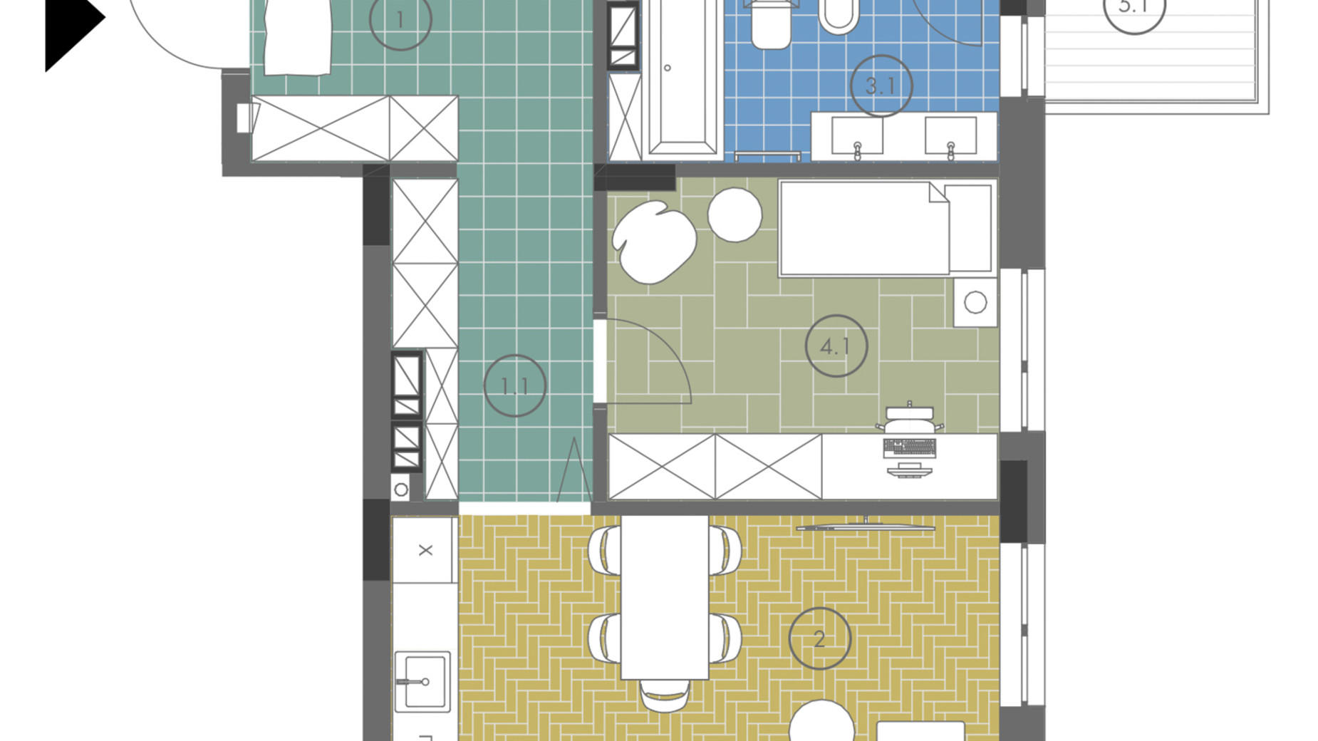 Планировка 2-комнатной квартиры в ЖК Gravity Park 73.17 м², фото 685970