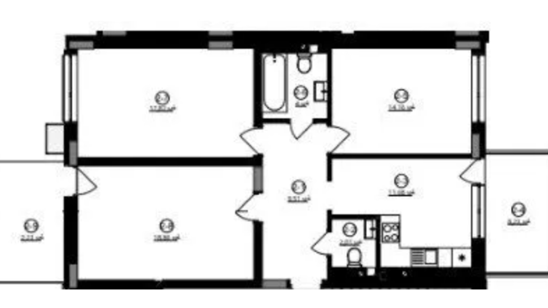 Планировка 3-комнатной квартиры в ЖК Веймут Парк 88.49 м², фото 686233