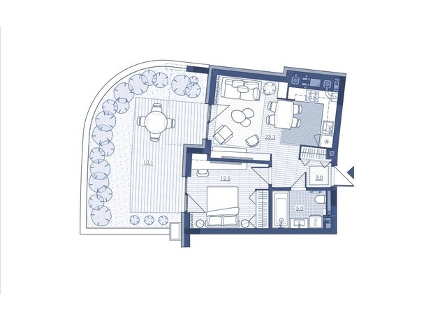 ЖК Під Зорями: планування 1-кімнатної квартири 47.04 м²
