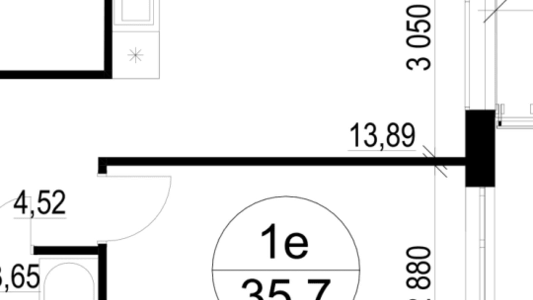 Планування 1-кімнатної квартири в ЖК Грінвуд-3 35.7 м², фото 686459