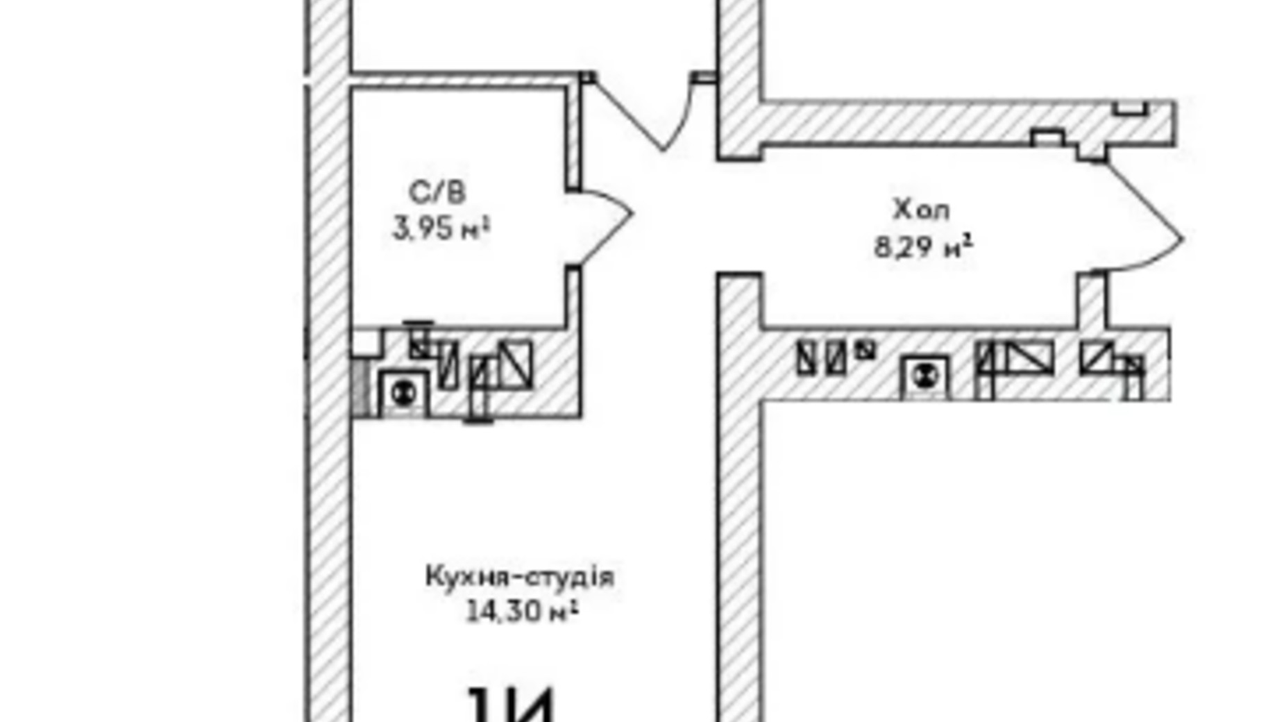 Планировка 1-комнатной квартиры в ЖК Grand Country Irpin 43 м², фото 686599