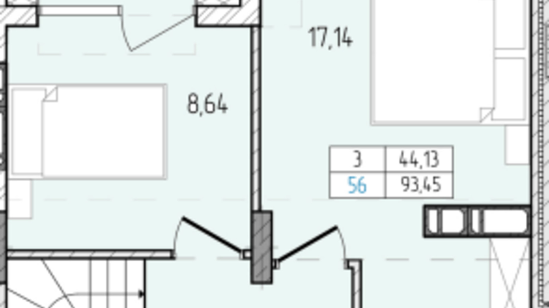 Планування багато­рівневої квартири в ЖК Перемога 93.45 м², фото 686964