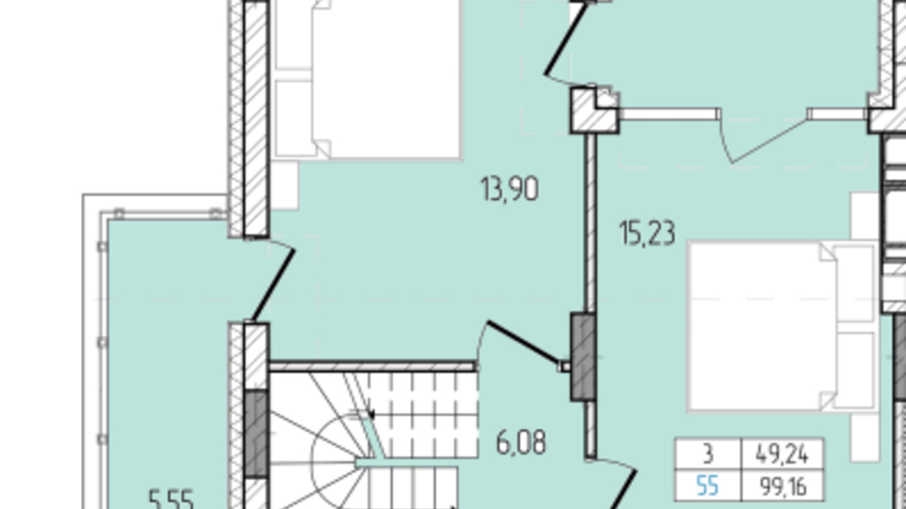 Планування багато­рівневої квартири в ЖК Перемога 99.16 м², фото 686966