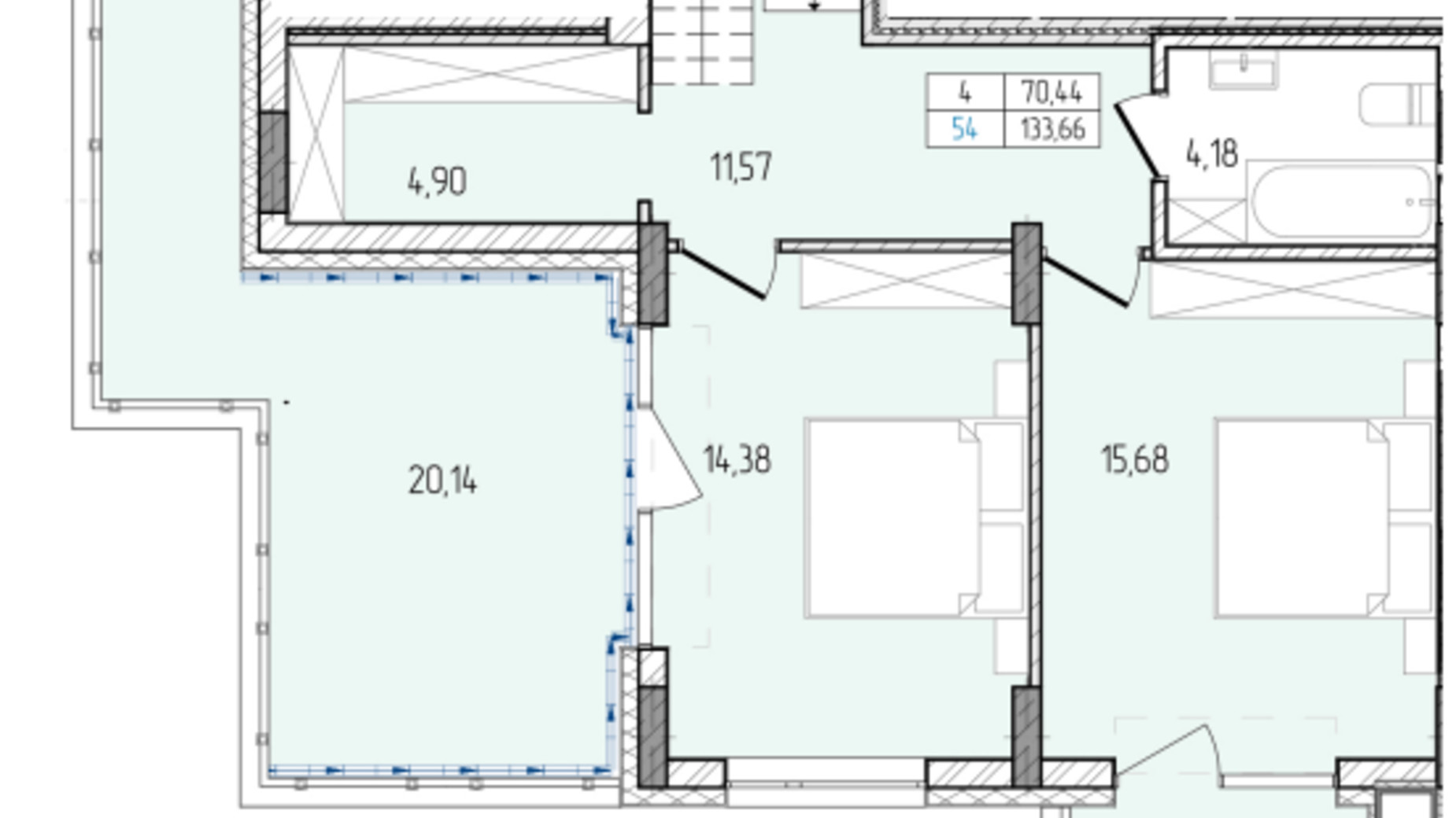 Планування багато­рівневої квартири в ЖК Перемога 133.66 м², фото 686967