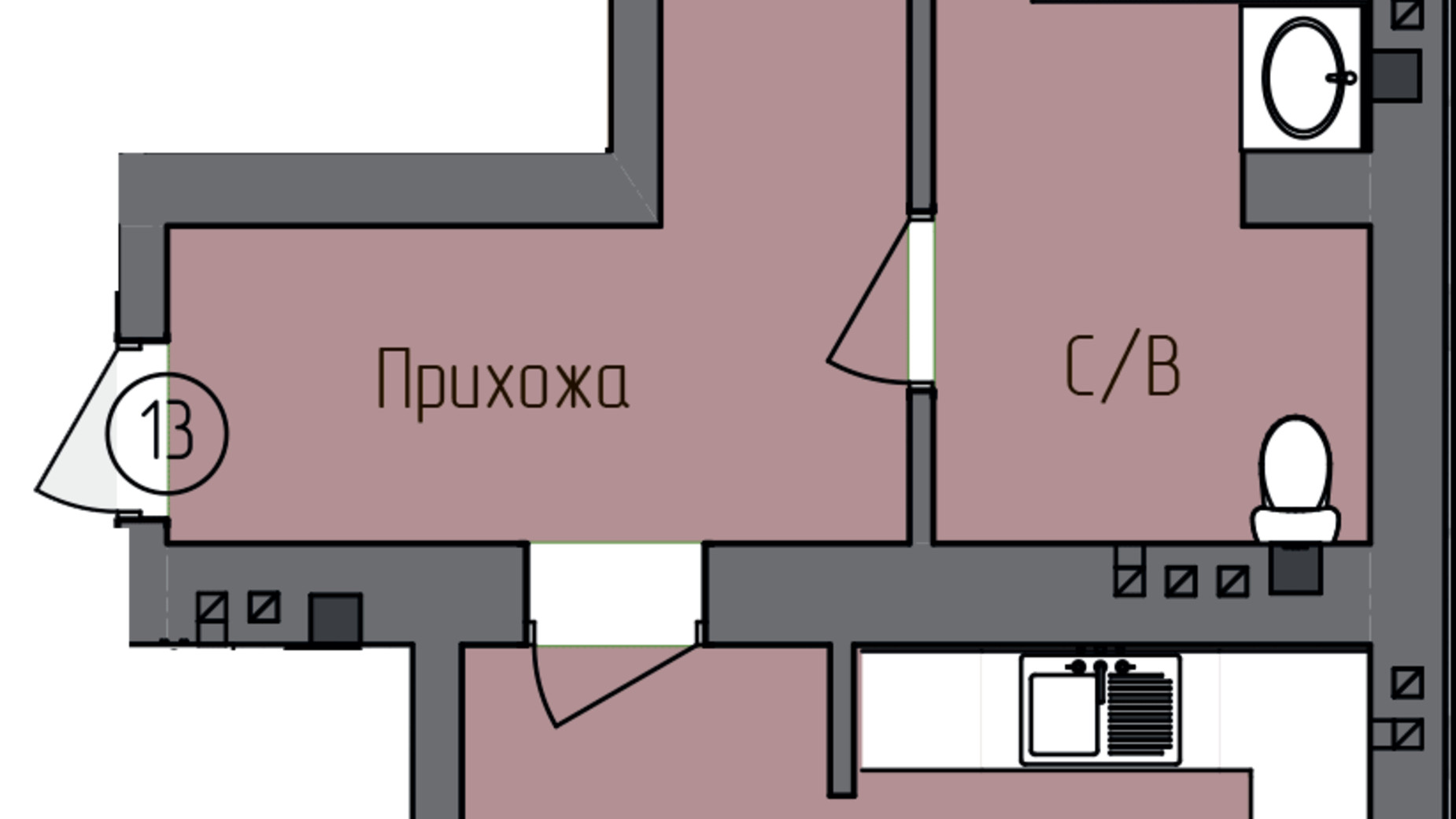 Планування 2-кімнатної квартири в Клубний будинок Лівобережний 65.9 м², фото 687517