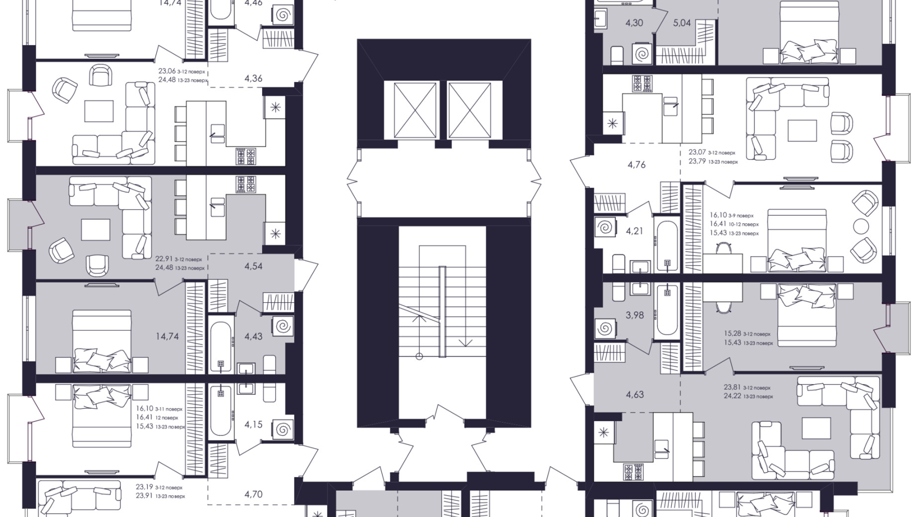 Планування 1-кімнатної квартири в ЖК Avalon Up 48 м², фото 688727