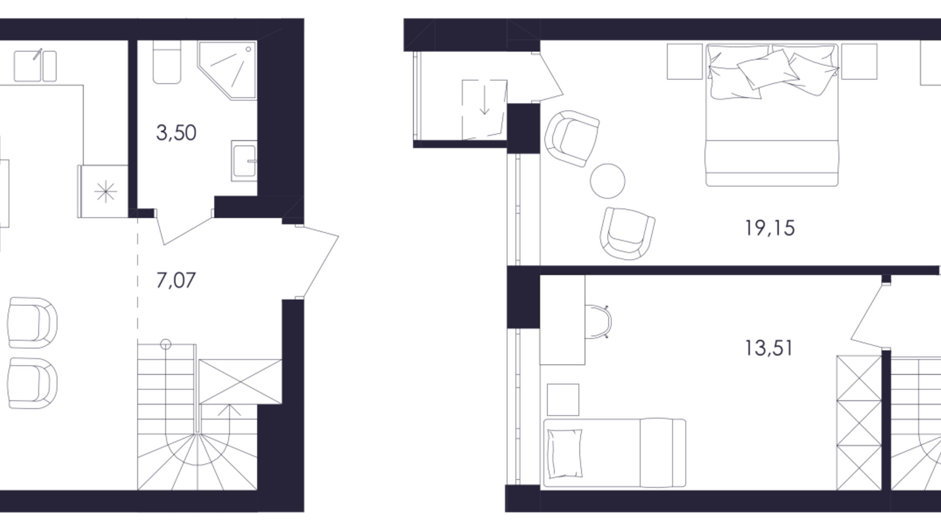 Планування 2-кімнатної квартири в ЖК Avalon Up 90 м², фото 688734