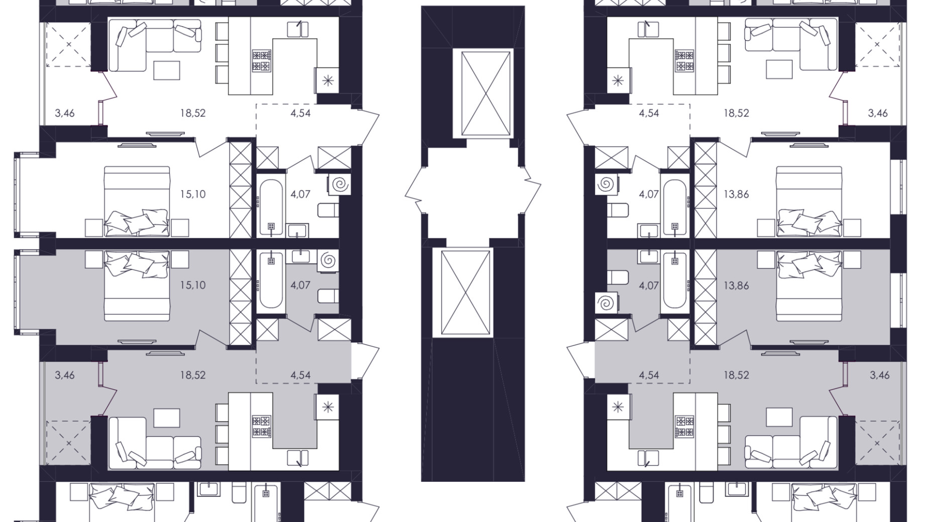 Планування 2-кімнатної квартири в ЖК Avalon Up 70 м², фото 688740