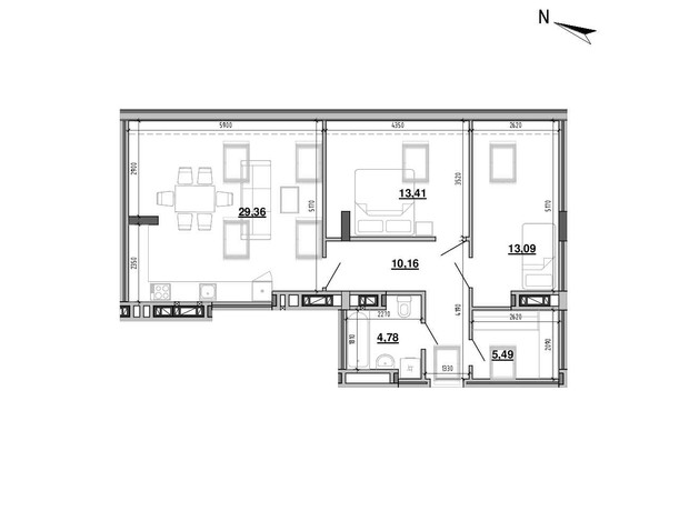 ЖК Містечко Підзамче: планування 2-кімнатної квартири 81.2 м²