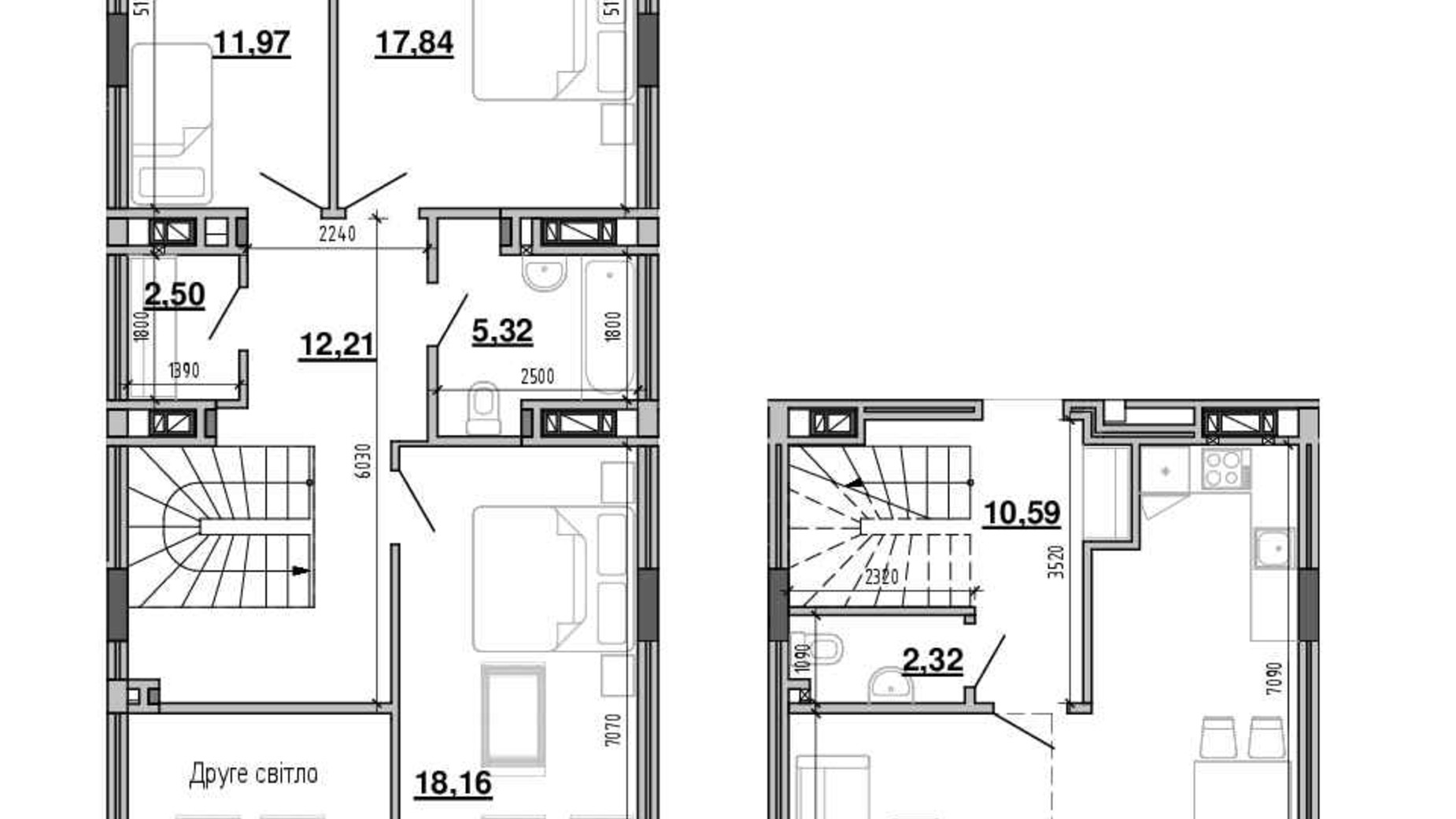 Планування багато­рівневої квартири в ЖК Містечко Підзамче 117.3 м², фото 688804