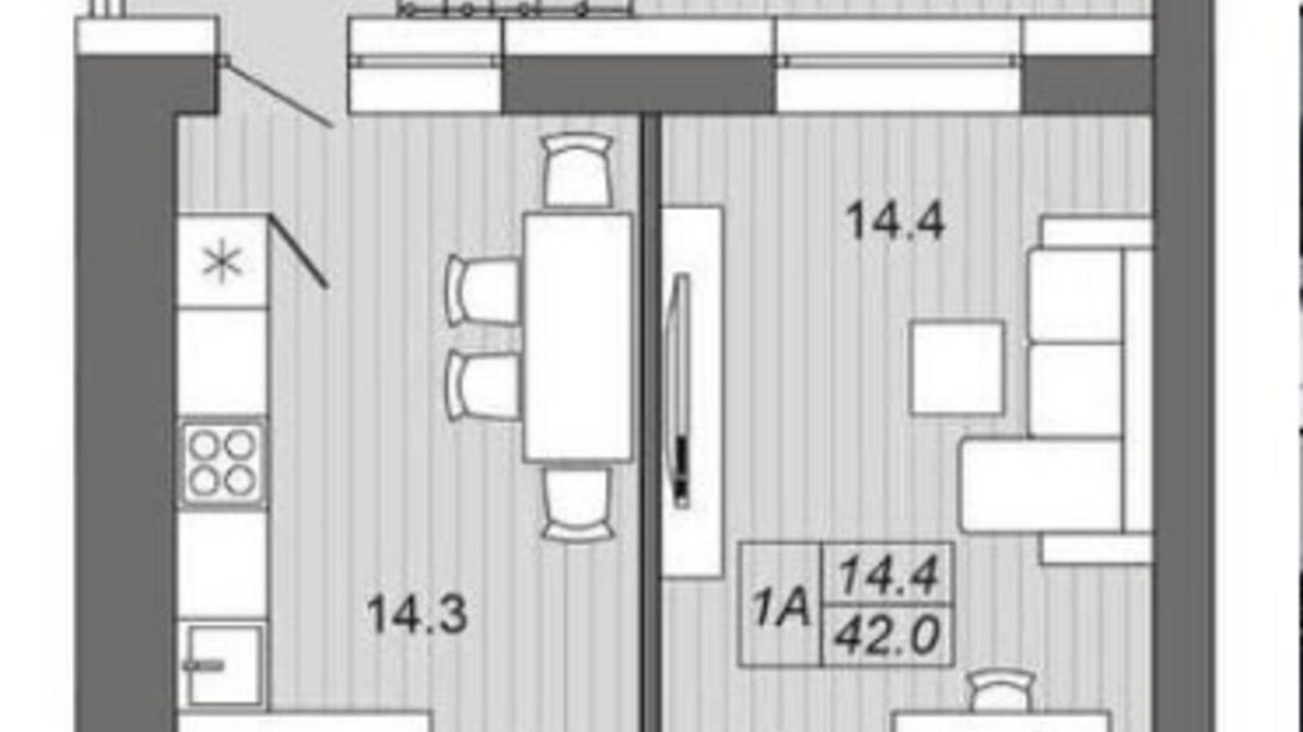 Планировка 1-комнатной квартиры в ЖК Семейная Крепость. Haute Couture 42 м², фото 688868