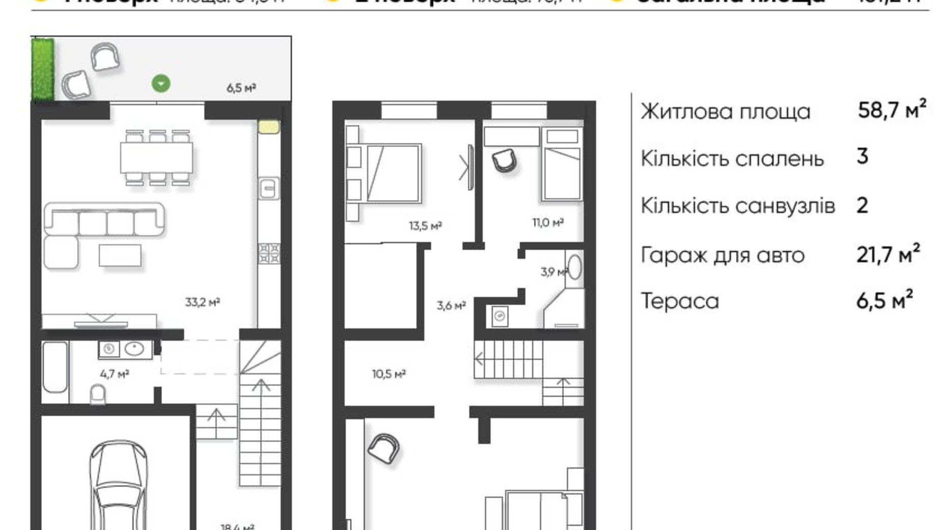 Планировка таунхауса в Таунхаус Заречье 161.2 м², фото 689049