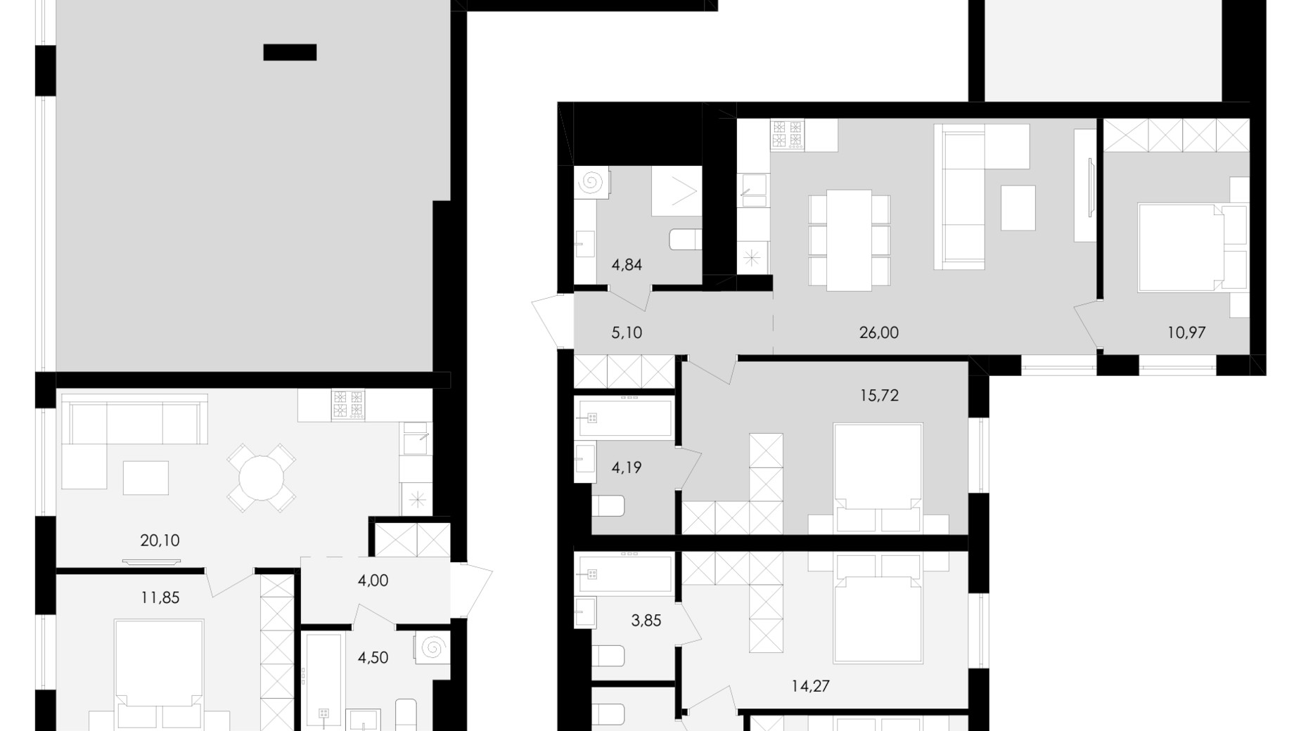 Планировка 2-комнатной квартиры в ЖК Avalon Holiday 67 м², фото 689078