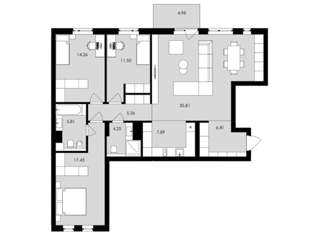 ЖК Avalon Holiday: планування 3-кімнатної квартири 110 м²