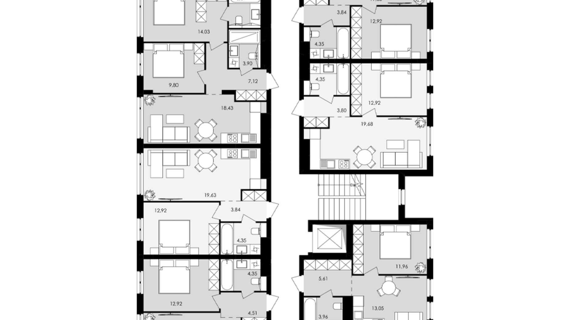 Планировка 2-комнатной квартиры в ЖК Avalon Holiday 62 м², фото 689110