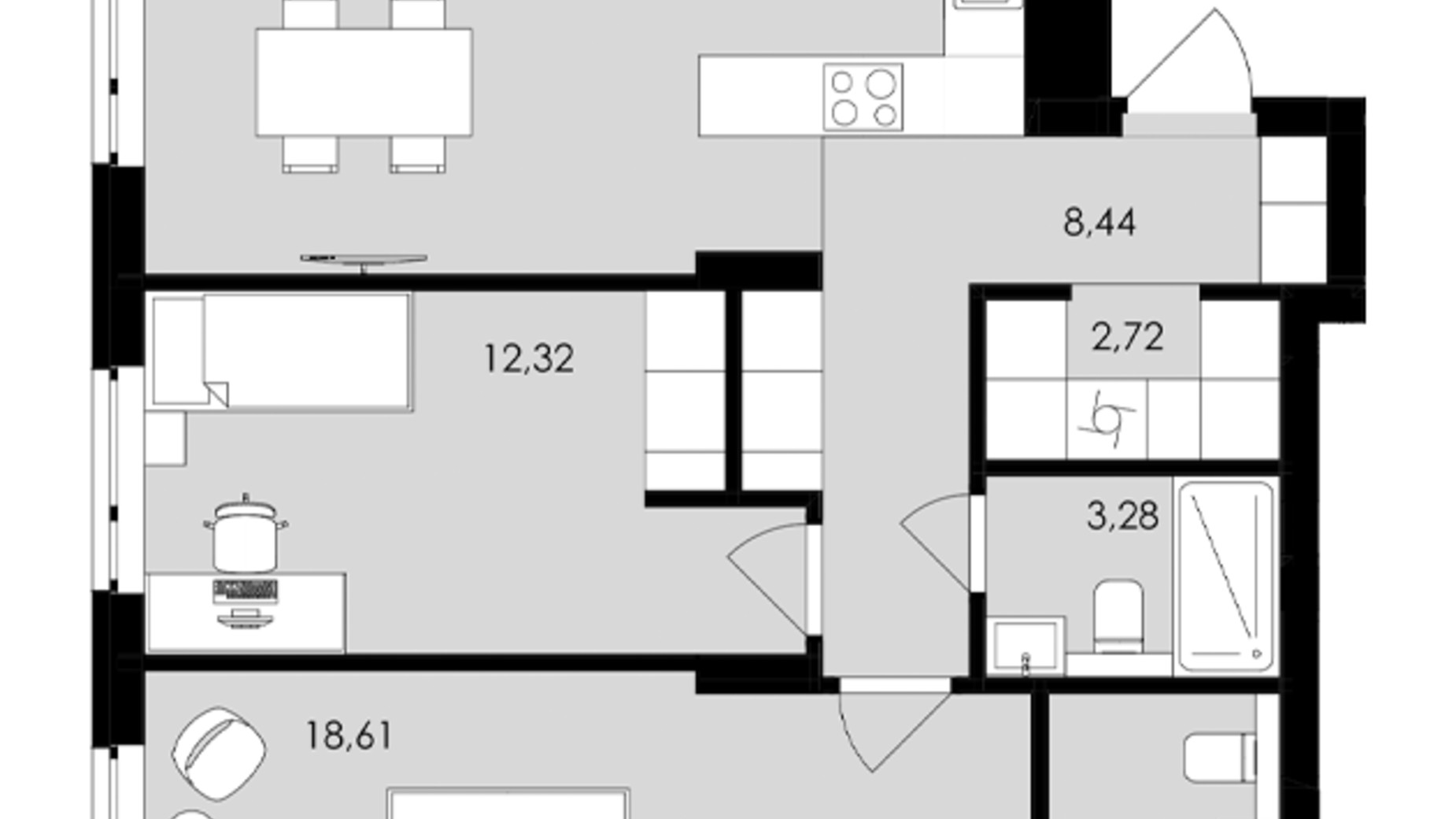 Планировка 2-комнатной квартиры в ЖК Avalon Holiday One 74 м², фото 689451
