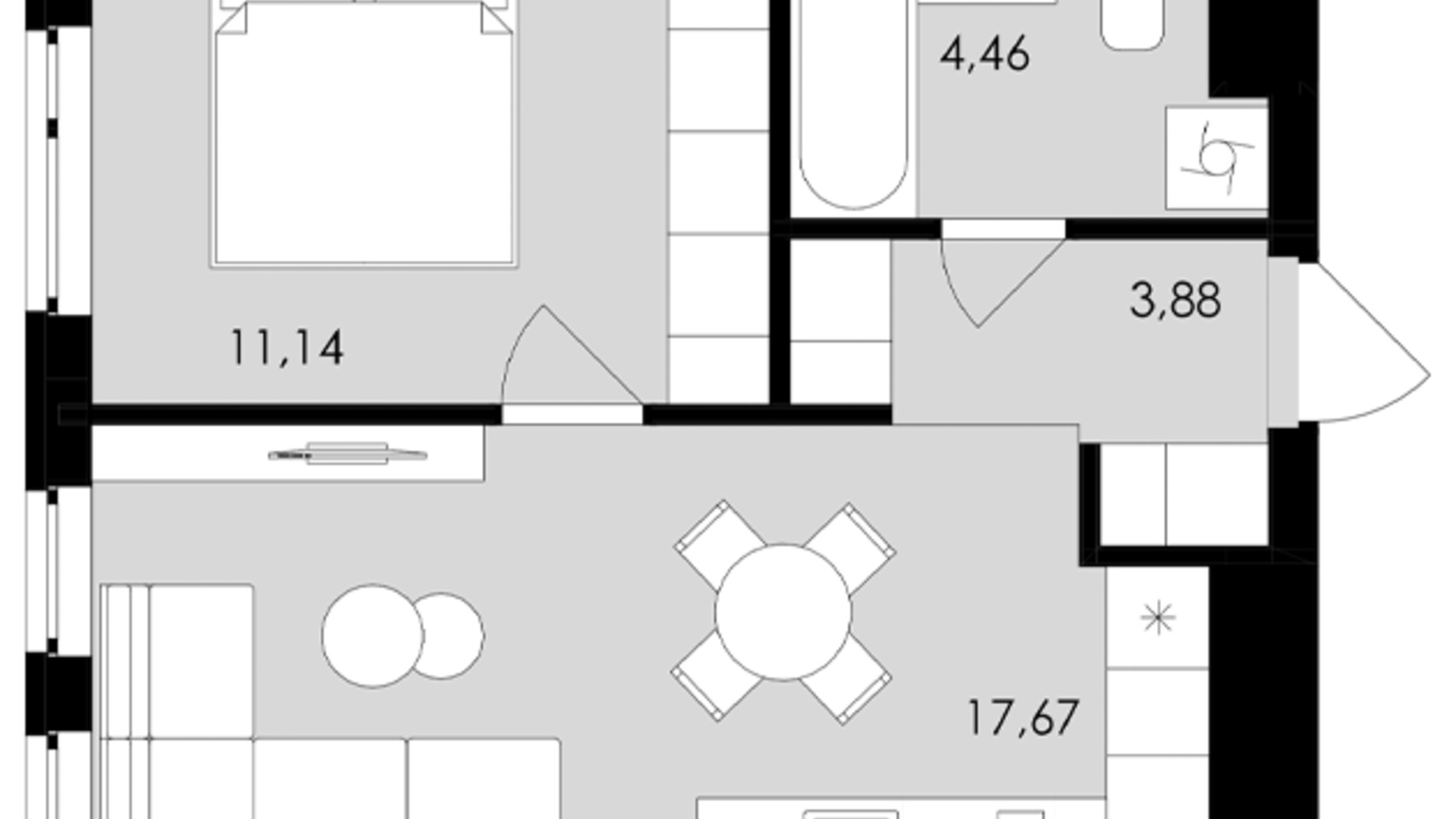 Планировка 1-комнатной квартиры в ЖК Avalon Holiday One 37 м², фото 689452