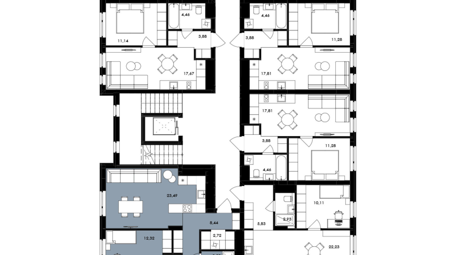 Планировка 2-комнатной квартиры в ЖК Avalon Holiday One 74 м², фото 689455