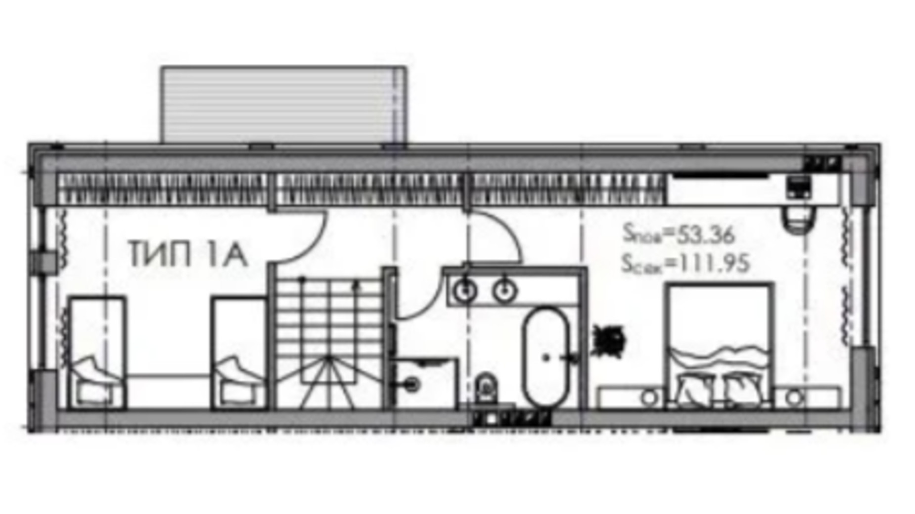Планировка таунхауса в КГ Wise Homes 111.95 м², фото 689837