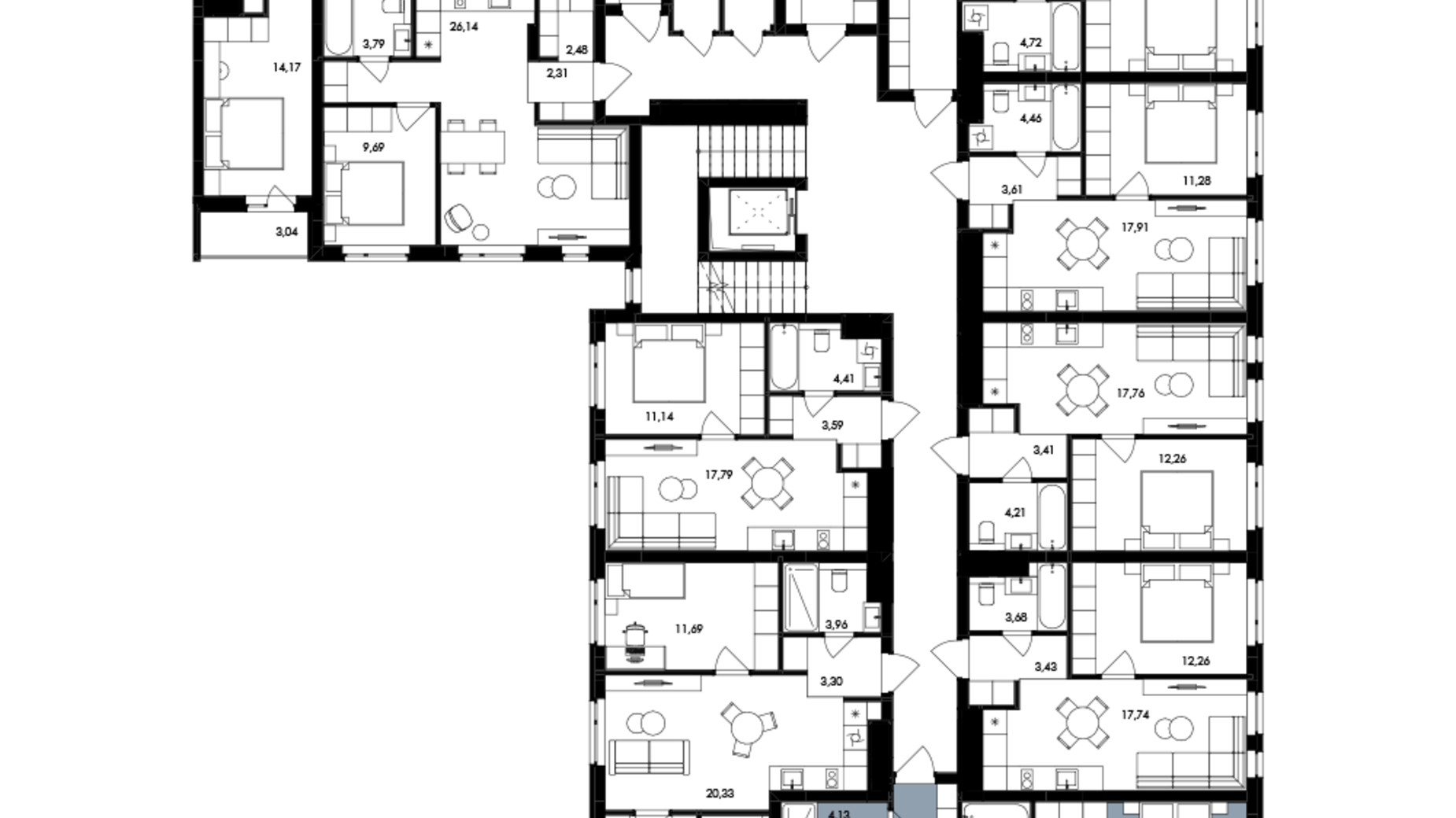 Планировка 2-комнатной квартиры в ЖК Avalon Holiday One 71 м², фото 689903