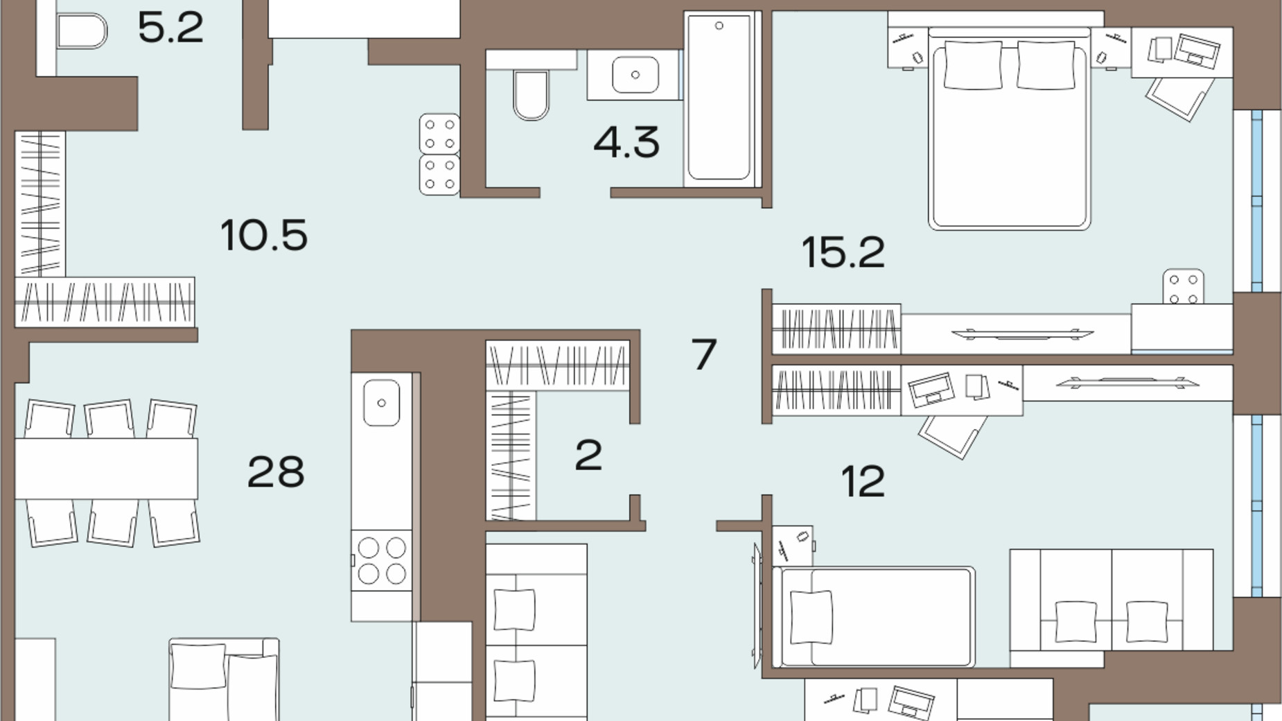 Планування 3-кімнатної квартири в ЖК Соуренж 109.8 м², фото 690130