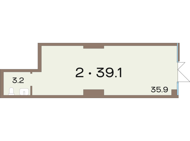 ЖК Соуренж: планировка помощения 39.1 м²