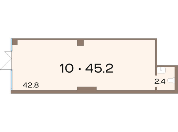 ЖК Соуренж: планировка помощения 45.2 м²