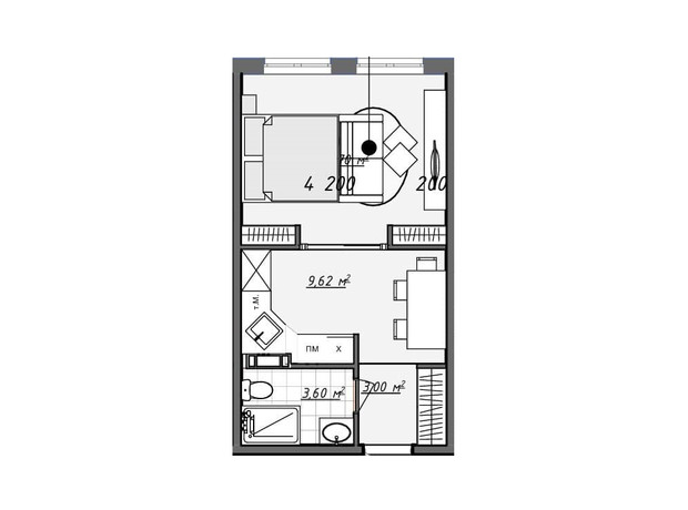 ЖК Sofi House: планировка 1-комнатной квартиры 31.4 м²