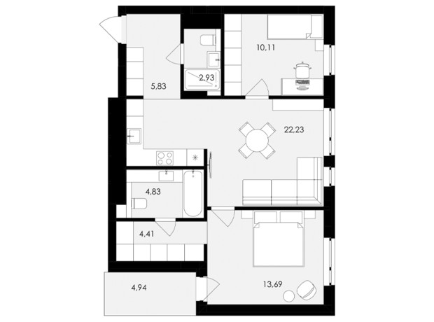 ЖК Avalon Holiday One: планировка 2-комнатной квартиры 66 м²